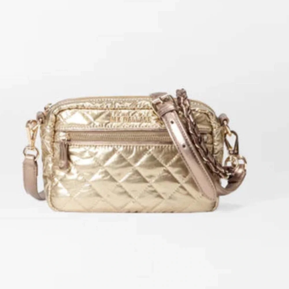MZ Wallace Gold mini crosbit Quilted Crossbody Bag in color antique gold - Picture 2 of 9